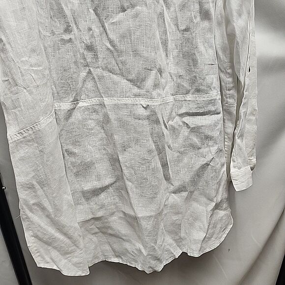 J. Jill Love Linen ButtonUp White Shirt LongSleeve Panel Casual Tunic WomenSz L - Picture 10 of 11